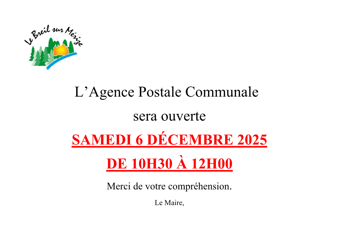 Fermeture Agence Postale Communale